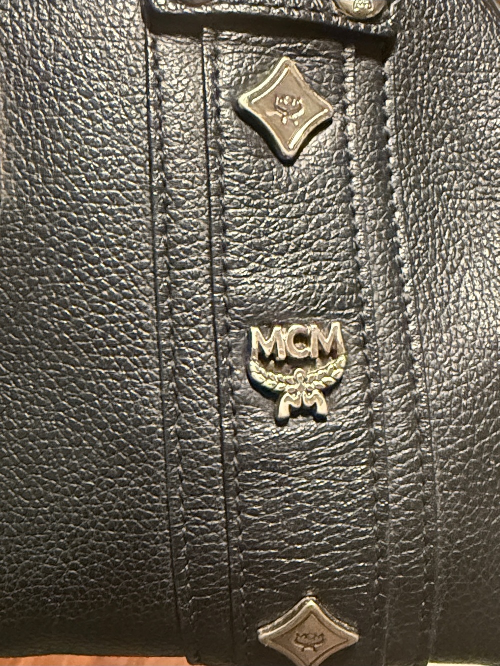 MCM Black Leather Logo-Plate Satchel - Picture 3 of 14